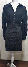 ROSEBANKS - HAUTE COUTURE Dress - Black & Polka Dot - Size Large - NWT