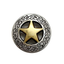 WESTERN SADDLE BELT TACK ANTIQUE GOLD RANGER STAR CONCHO 3/4 inch screw back