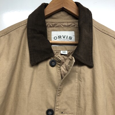 ORVIS Mens Classic Barn Canvas Field Coat Jacket Tan Chore Quilted Cotton  Hunt