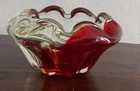 Great Vintage red art glass Murano Style Glass Bowl- 17 Cm Diameter