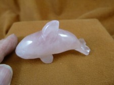 Y-WHA-KI-723) Rose quartz crystal KILLER WHALE ORCA gemstone figurine gem whales
