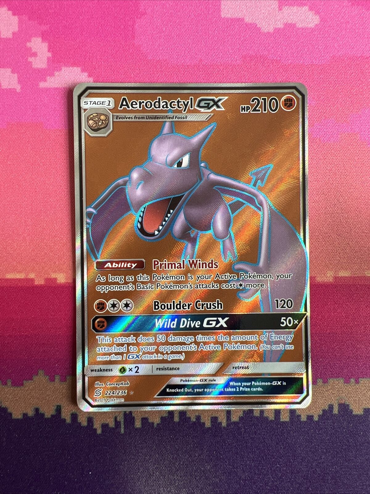 Card Aerodactyl-GX 224/236 da coleção Unified Minds