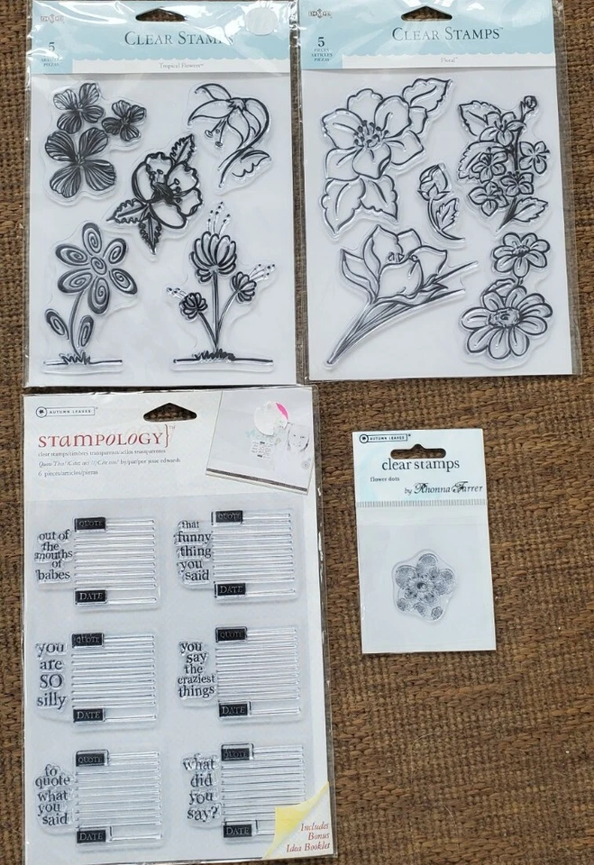 Lot 3 ACRYLIC BLOCK 17 NEW Clear Stamps TROPICAL FLOWERS Floral QUOTE Stampology - Image 2 of 2