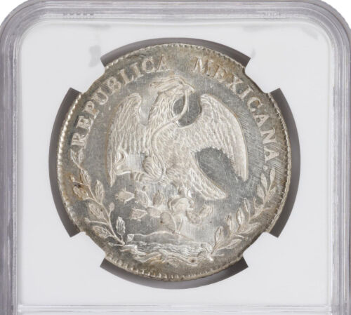 Mexiko Silber 8 Reales 1876-Ga IC Guadalajara Mint NGC MS63! Seltenes glänzendes Stück - Bild 4 von 8