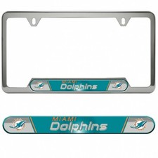 miami dolphins nfl team logo premium stainless license plate frame made in usa