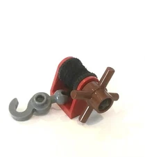 LEGO Red  String Reel Winch 2x2 Complete with String, Hook, and Winder Handle