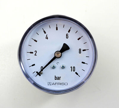 Manometer 1/4'' Zoll Anschluss hinten axial 0-10 bar für Wasser und Luft geeignet