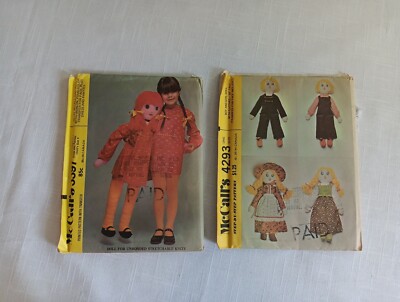 Lot Of 2 Vintage McCall's Step-By-Step Sewing Patterns For Boy And Girl Dolls