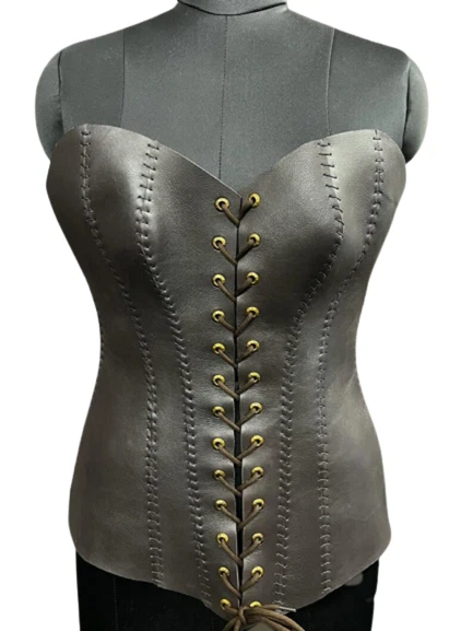 Viking Style Leather Overbust corset ,Sexi singer stage party costume cinchered - Image 2 of 4