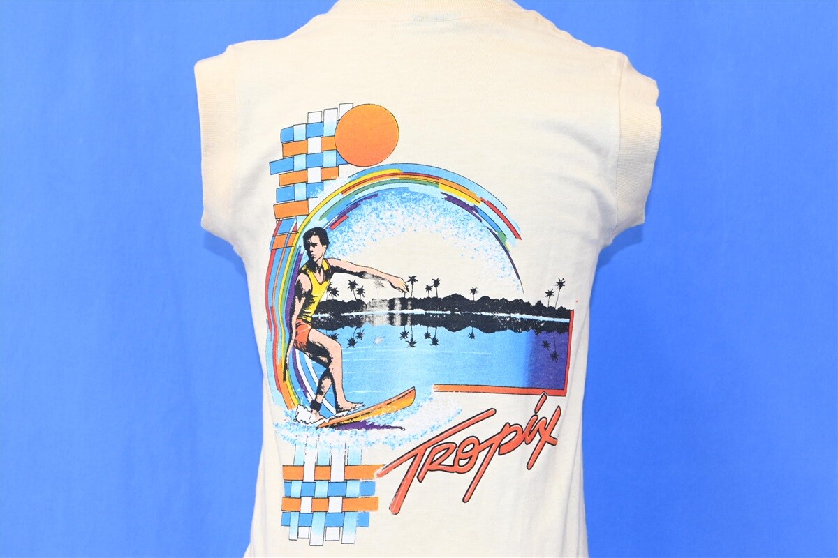 vintage 80s SURF TROPIX WAVE OCEAN SUN SLEEVELESS DEADSTOCK t 