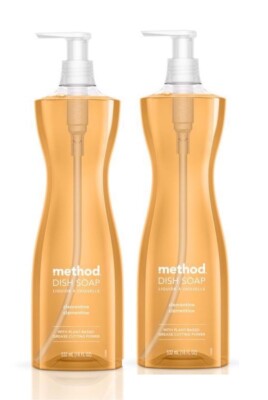 2 ~ Method Dish Soap Clementine Scent Plant Based Grease Cutting Power 18 oz