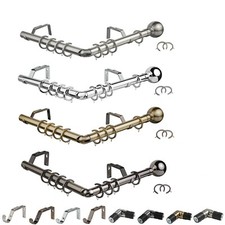 DIY 28mm Bay Window Pole 5 Sided 475cm Curtain Rod Rail Set / Accessories