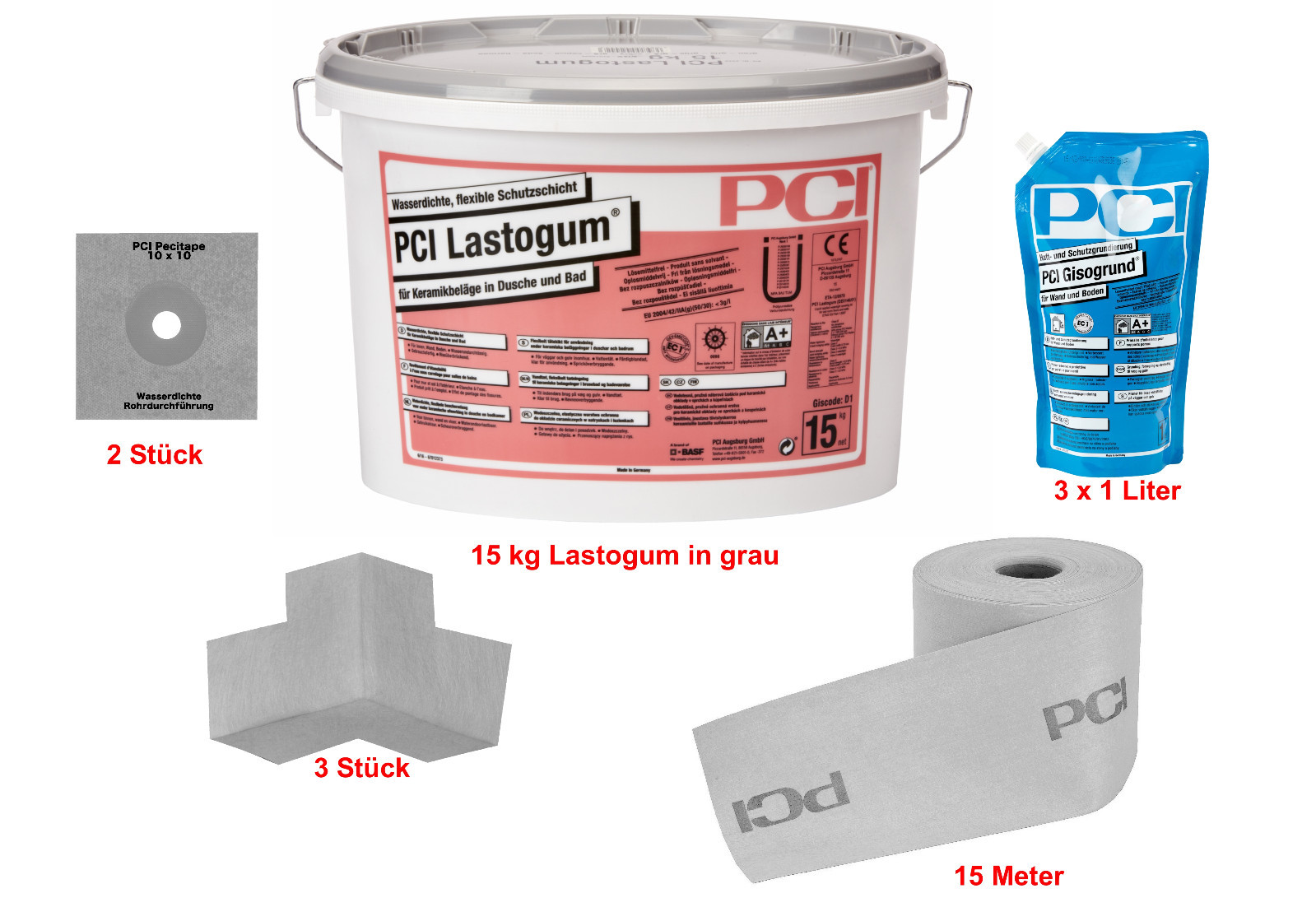 Pci Lastogum Sealing Set 15 Kg Gray Waterproof Flexible Protective Layer Sealing