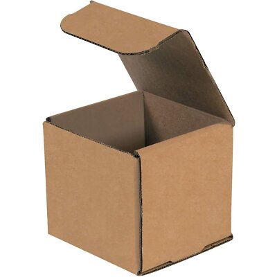 50 4'' x 4'' x 4'' Kraft Corrugated Mailers Die Cut Tuck Flap Boxes