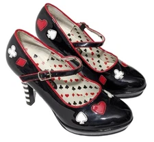 Pleaser Funtasma Contessa 57 Alice in wonderland Court Shoes Dress Hearts Size 6