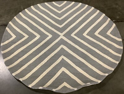 GREY / IVORY 5' X 5' Round Broken Thread Rug Reduced Price 1172665659 SFK920C-5R