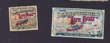 2 Antique Match Tag UK BN183884 Salmon Life Boat