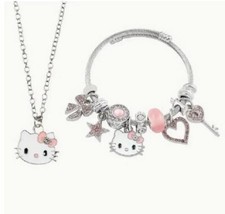 Hello Kitty Alloy Chain Necklace and Charm Bracelet