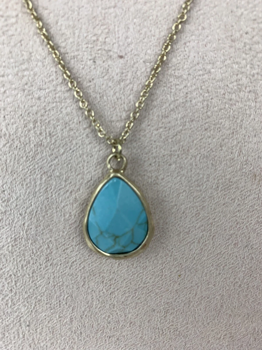 Diane Katzman Design Necklace Gold Tone Faux Turquoise Stone
