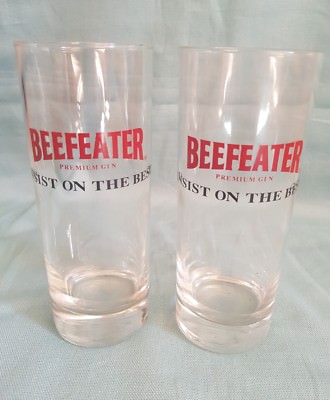 Vintage/Sammlerstück/Lizenziert 2er Set Beefeater Gin Hi-Ball/Mixer Glas-GC