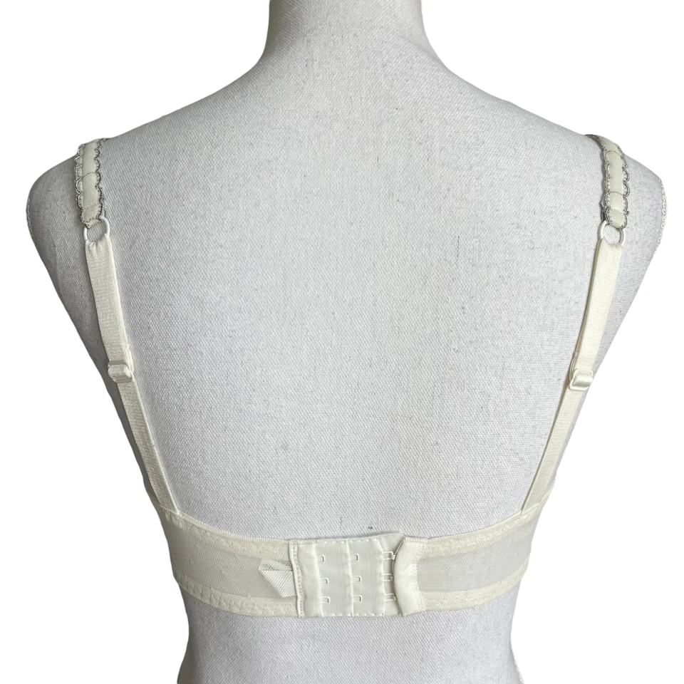 Sujetador Floral Bordado 34DD Malla Encaje Boho Pizarra Gris Crema Con Aros Apt 9 Foto 3 de 4