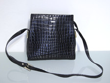 Borsa vintage in pelle stampa coccodrillo con tracolla