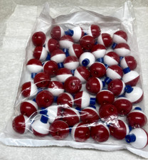 1" inch 25mm - RED & WHITE - ROUND Fishing Bobbers Floats - USA MADE - 50/bag