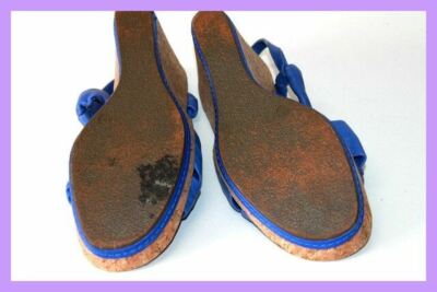Sandales Compensées SAN MARINA Bleu Jean - Talon Liège - Taille 40 - Occasion TBE