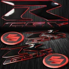 6.25" 2-Tone GSXR Logo Emblem+Round "S" Fairing Badge Tank Sticker Black/Red