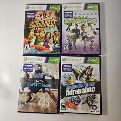 Xbox 360 Kinect Sensor Lot Of 4 Games Nike Training Motionsports Adrenaline...