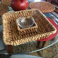 Seagrass Straw Square Serving Tray Large 14” 