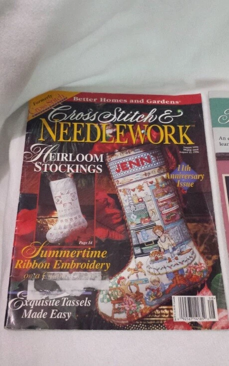 Lot of 2 Embroidery Pattern Books ~ Needlework ~ Ribbon Art Cross Stitch Aug 96 - Image 2 of 4