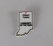 Vintage Elkhart County Community Of The Year Plastic Lapel Hat Pin