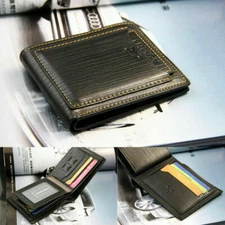 Men's Bi-fold Leather Wallet ID Credit Card Holder Pockets Purse Flap Billfold