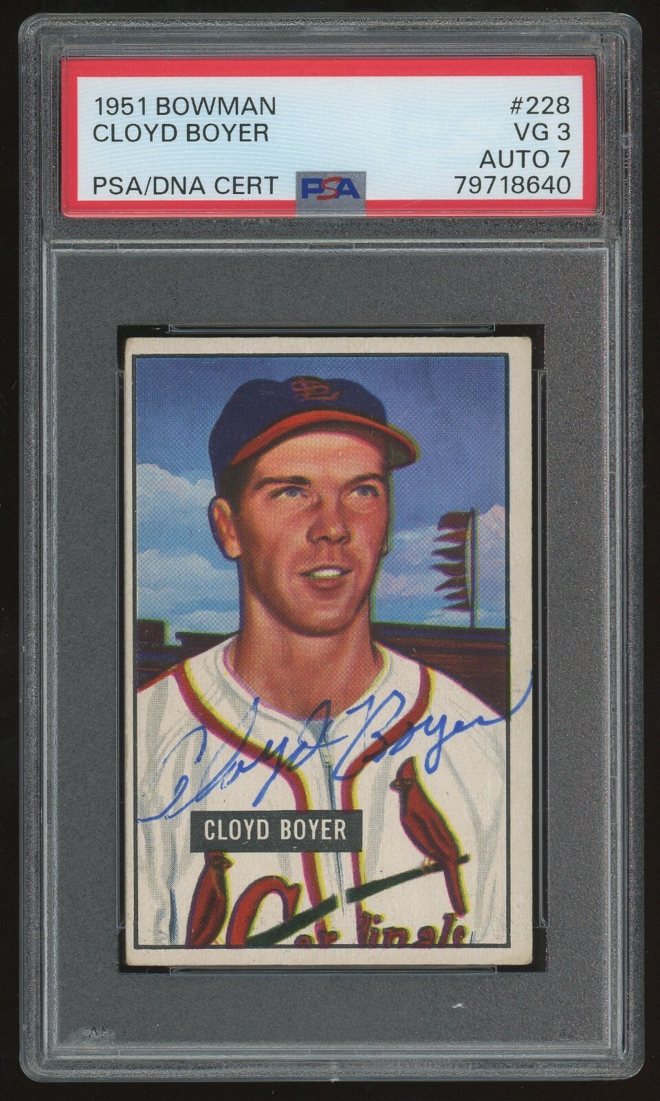 1951 Bowman Cloyd Boyer Rookie Auto #228 PSA 3 / 7 - St. Louis Cardinals - RC