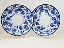 Mino Dinner Plates, Set of 2, Blue and White. 10.5 inches. Japanese.