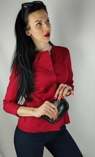 Vintage jacket blazer red wool button S 80s