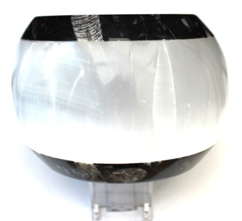Selenite & Fossil stone, Candle Holder, weight 1,574 grams, size 13 x 13 x 9 cm - Picture 7 of 7