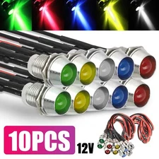 10X Car Boat Indicator Light 12V 8mm LED Pilot Dash Dashboard Panel Warning Lamp