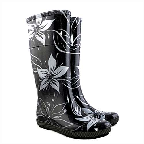 Stivali di gomma Donna Nero/Fiori Design Stampa Pvc Stivali Di Gomma Da  Pioggia Impermeabile | eBay
