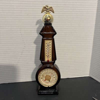 Vintage Avon Leather After Shave Thermometer with Eagle Top, Amber Glass, Empty