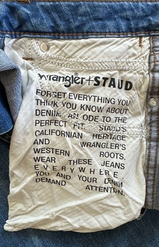 Wrangler + STAUD Jeans The Staud Straight Denim Blue 32x32 Mid Wash - Picture 5 of 8