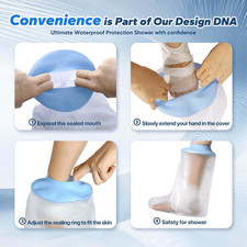 Waterproof Foot Cast Cover for Shower, Ringless Silicone Seal, Reusable Adult...