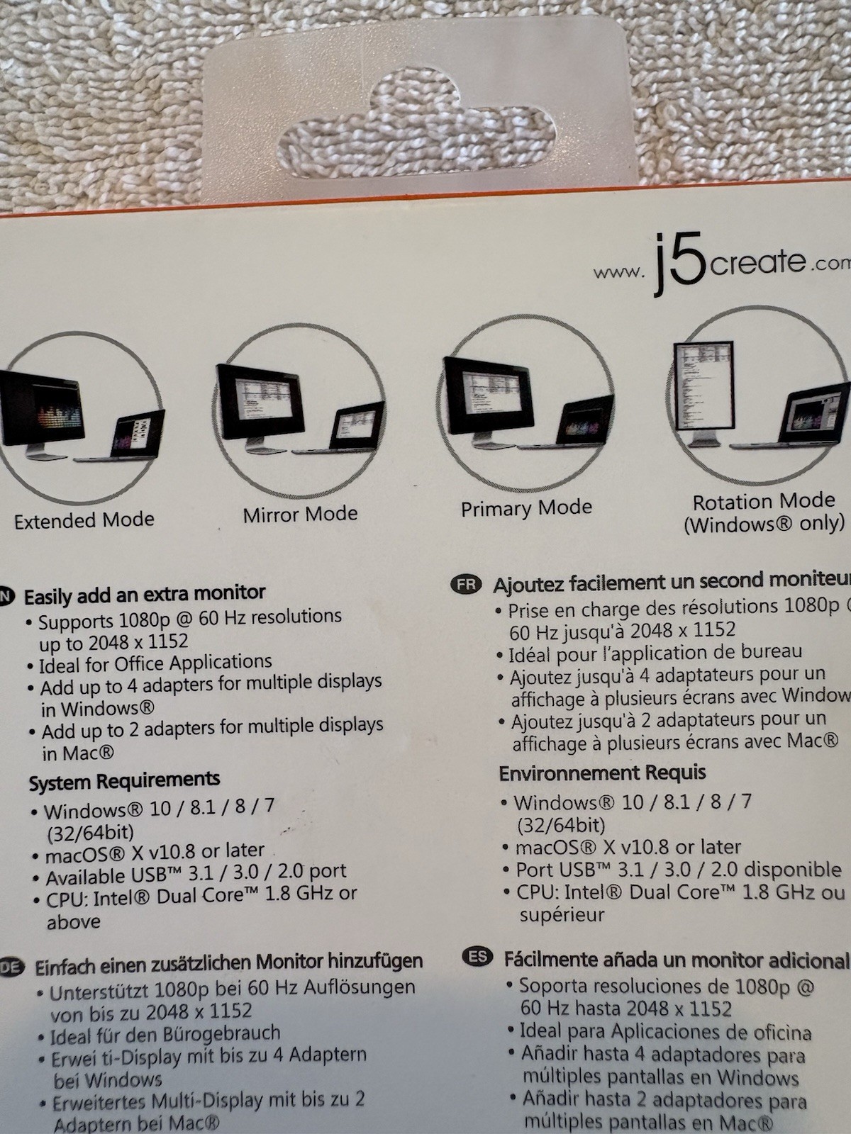 Adaptador USB a HDMI para múltiples monitores J5Create Windows Mac Nuevo Plug & Play, imagen 6