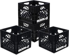ORGANIZE-IT 4 Pack Storage Milk Crate Heavy Duty Versatile Box Organizers W/