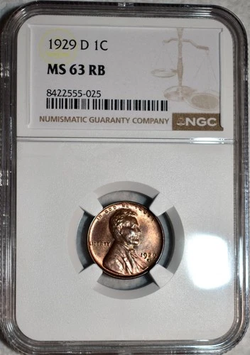 NGC MS-63 RB 1929-D Lincoln Cent, Blazing, Red-Brown specimen.