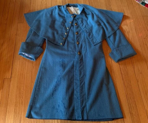 Blockade Runner Civil War Replica Long Blue Overcoat Wool Brass Buttons Size 46