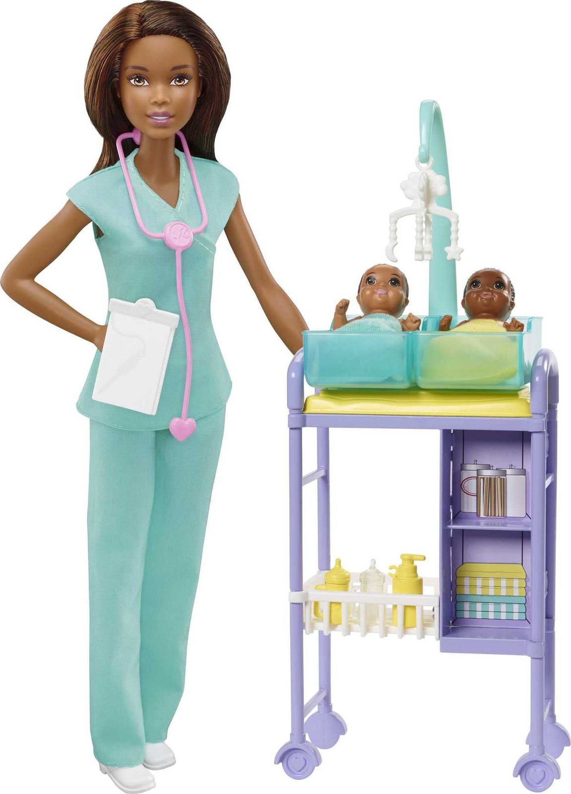 ​Barbie Baby Doctor Playset with Brunette Doll, 2 Infant Dolls, Exam Table and A