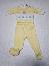 Easter Bunny Vintage Knit Sweater Pant Set 1960's/1970's 0-6 Mos 100 Acrylic