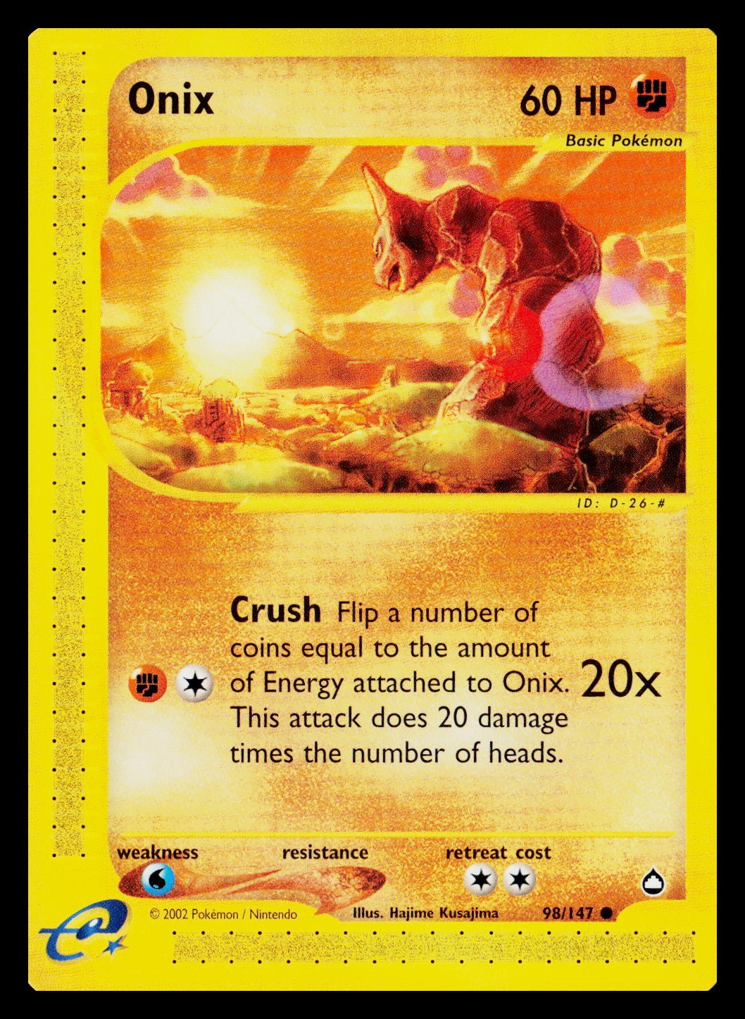 2002 Pokémon Aquapolis Onix #98/147 Non-Holo